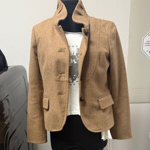 J. Crew Tan wool Blazer with Button Detail